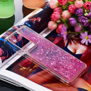 Луксозен силиконов гръб ТПУ FASHION с течност и розов брокат за Samsung Galaxy A51 A515F прозрачен